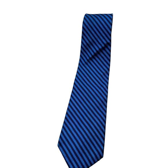 Mens Lauren Ralph Lauren brand 100% Silk Blue Striped Neck Tie - Picture 8 of 9